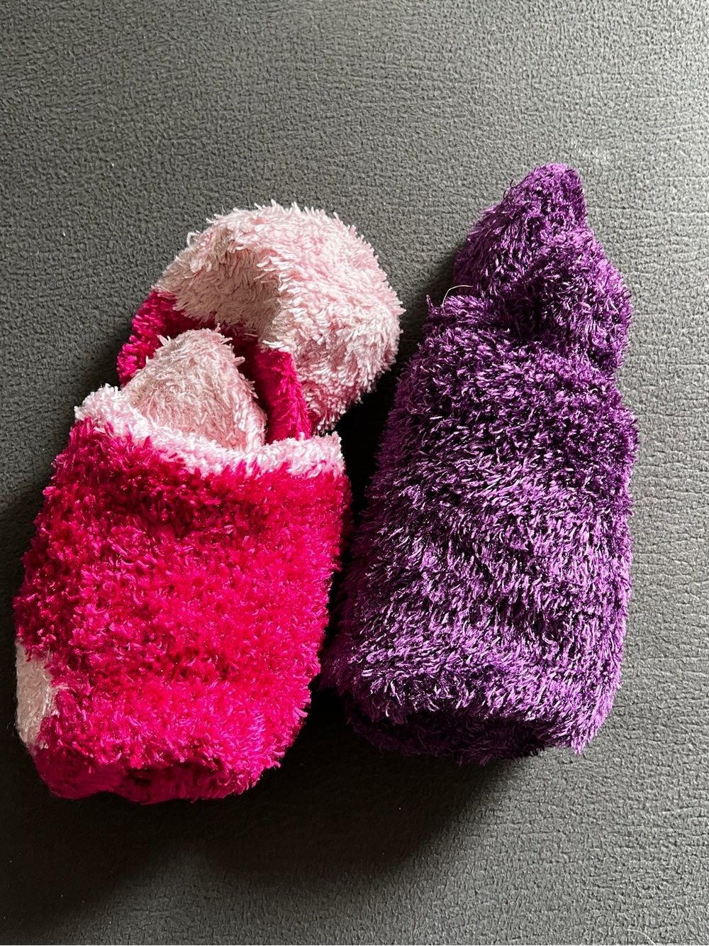 USED - 2 Pair of Pink and Purple Fuzzy Socks